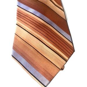 Statements by Belk 100% Silk Tie - Copper & Blue Diagonal Stripe - 3.75" W/58 L